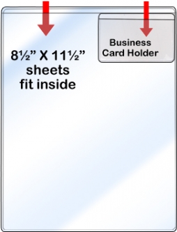 Large Valuable Document Holder with Business Card Holder: 8&frac12;" x 11&frac12;" - Clear