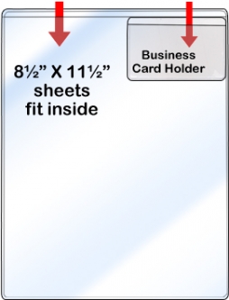 Large Valuable Document Holder with Business Card Holder: 8&frac12;" x 11&frac12;" - Clear