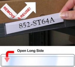 Remove & Reuse Shelf Label Holder - 1" x 6" - Open Long Side