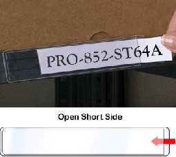 Peel & Stick Shelf Label Holder - 1" x 6" - Open one short side
