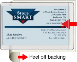 Remove & Reuse- Peel & Stick Pocket - Business Card - Open Short - 2 1/16" x 3 7/16"