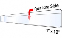 Peel & Stick Shelf Label Holder - 1" x 12" - Open Long Side