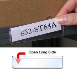 Peel & Stick Shelf Label Holder - 1" x 4" - Open Long Side