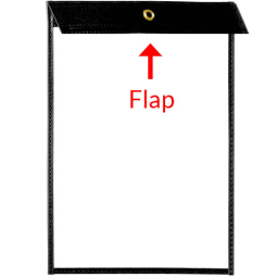 Rigid-Vinyl Sewn Pocket - 9" x 12" - Open Short with Overlapping Flap
