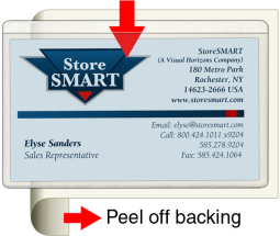Peel & Stick Business Card Holder - Open Long - 2 3/8" x 3 3/4" - Photo Safe Plastic