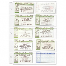 Ticket & Stub Binder Page - 10 Pockets per page