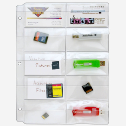 10-Pocket Clear Vinyl Binder Pages - Memory (SD) Cards and Business Cards - with Flaps
