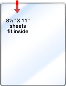 Non-Adhesive Pocket - Letter size - Open Short - 8 &frac12;" x 11"