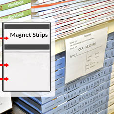 Bookshelf Card Holder - Magnetic - Open Left - Holds a 4 1/4" x 5" Card - Adheres to TOP of shelf