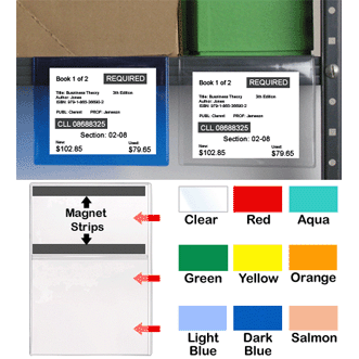 Bookshelf+Card+Holder+-+Magnetic+-+Open+Right+-+Holds+a+4+1%2F2%22+x+5%22card+-+Adheres+to+TOP+of+shelf