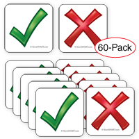 Checkmark and X Magnets 60-Pack - 1 1/4" x 1 1/4"