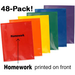48-pack Homework Folders: 8 each Primary Colors
