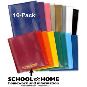 School / Home Folders - Durable, Archival Plastic - 16-Pack - Rainbow - 16 Colors! - English