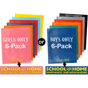 Plastic+%22School-Home%22+Homework+Folders+-+6-Pack+-+Kids+Packs