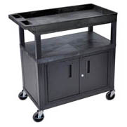 32" x 18" Utility Cart - Tub Shelf/Flat Shelf/Cabinet