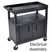 32" x 18" Utility Cart - Tub Shelf/Flat Shelf/Cabinet - Electrical Assembly