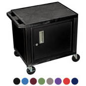 26" tall A/V Cart - 2 Shelves, Cabinet - Black Legs