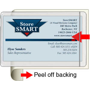 Remove & Reuse- Peel & Stick Pocket - Business Card - Open Short - 2 1/16" x 3 7/16"