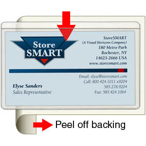 Peel & Stick Business Card Holder - Open Long - 2 3/8" x 3 3/4" - Photo Safe Plastic