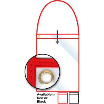 Sturdy-Rigid+Shop+Ticket+Holder+with+18%22+Hanging+Strap+-+Single+Pocket+-+Holds+9%22+x+12%22+Paper