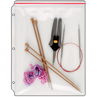 Knitting needle storage for Circular needles with notion zipper