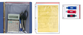 Binder pages with zipper closures
