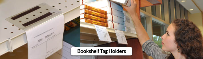 Bookshelf tag holders